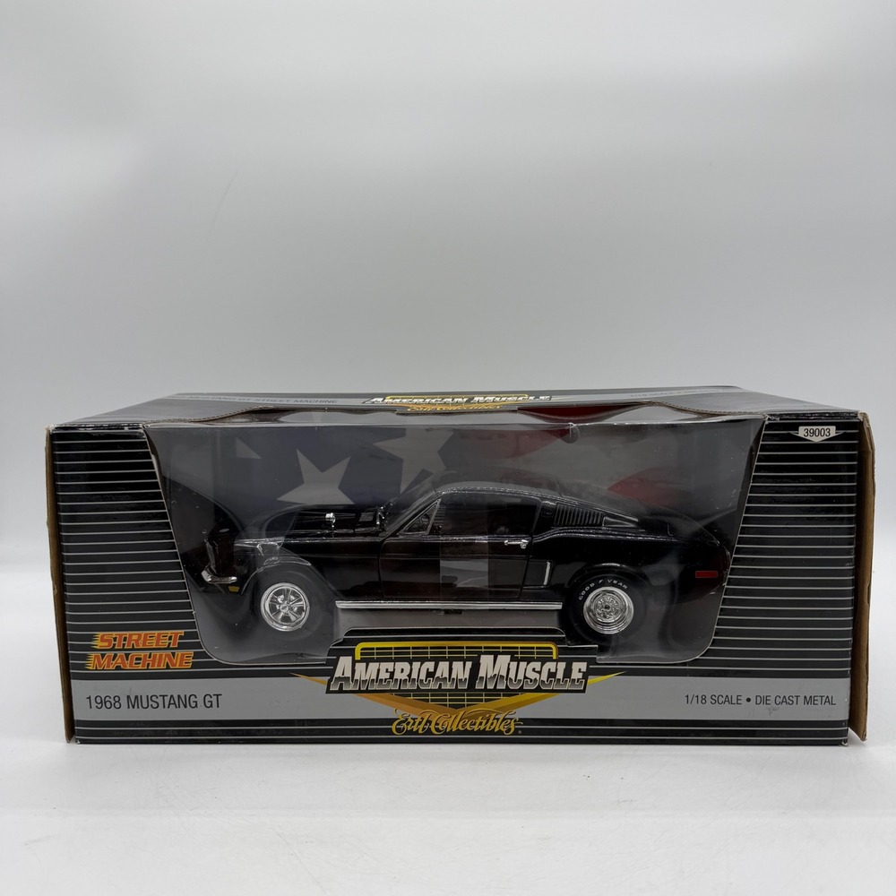 Ertl 39003 American Muscle Street Machine 1/18 Black 1968 Mustang GT DieCast Car